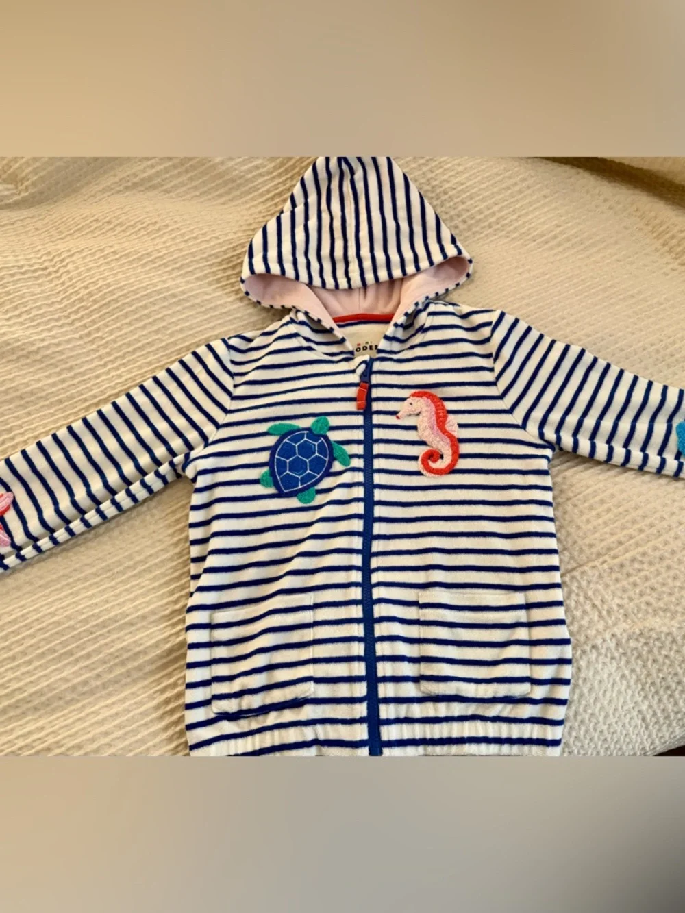 Mini Boden Kids' Sea Creature Embroidered Terry Cloth Set Size 7/8 - Picture 5 of 11